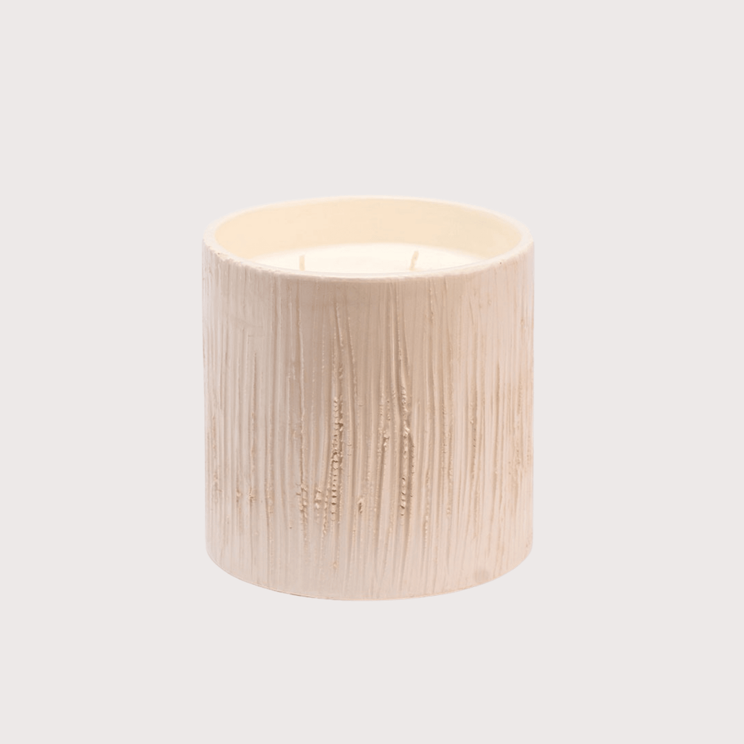 Ribbed White Ceramic Candle by Côté Bougie at White Label Project