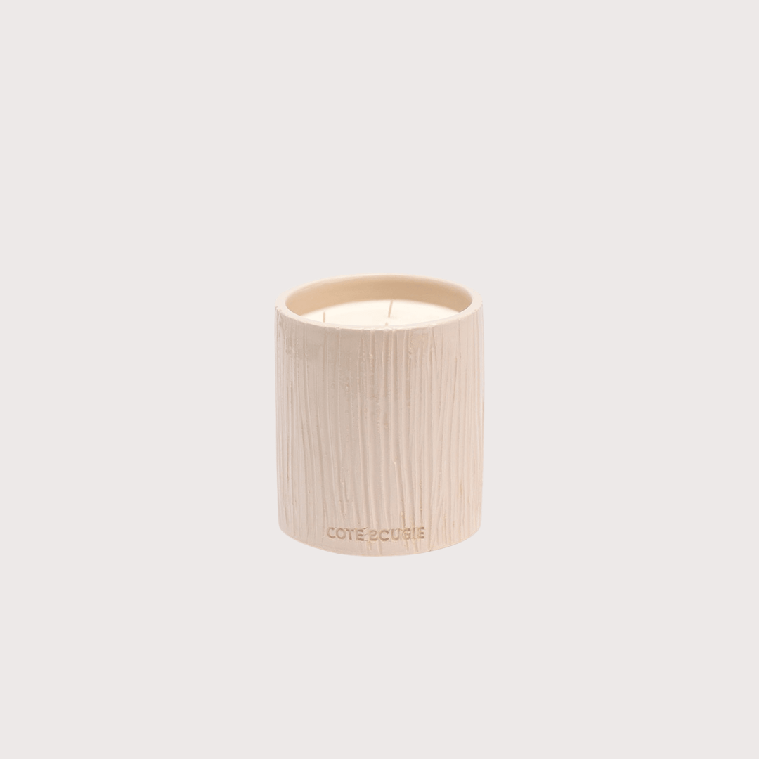 Ribbed White Ceramic Candle by Côté Bougie at White Label Project