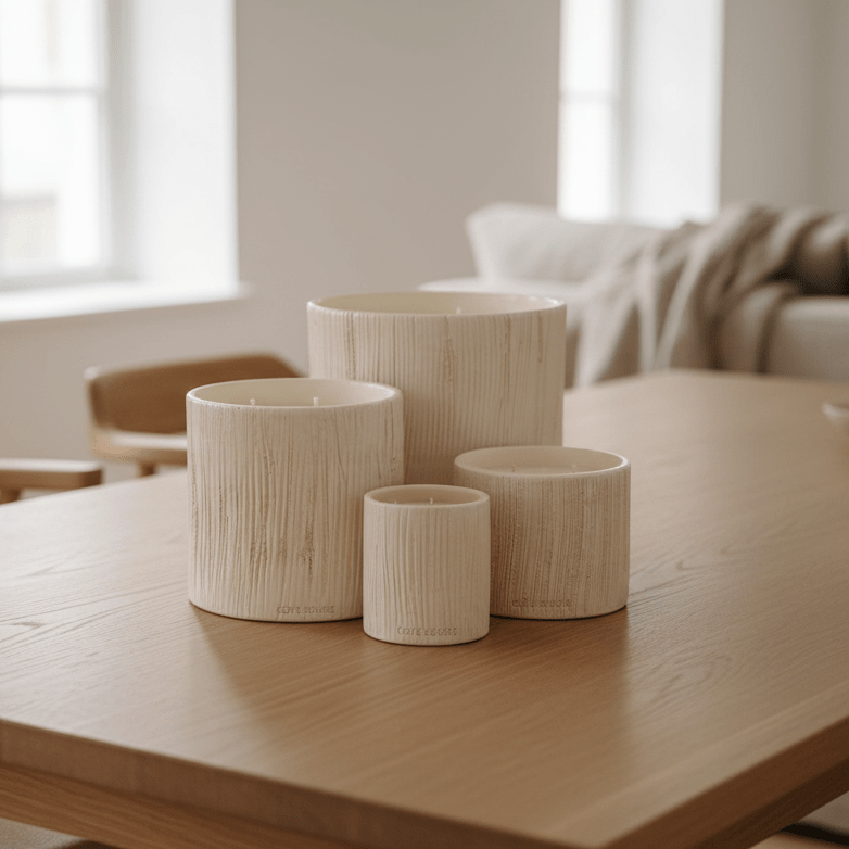 Ribbed White Ceramic Candle by Côté Bougie at White Label Project