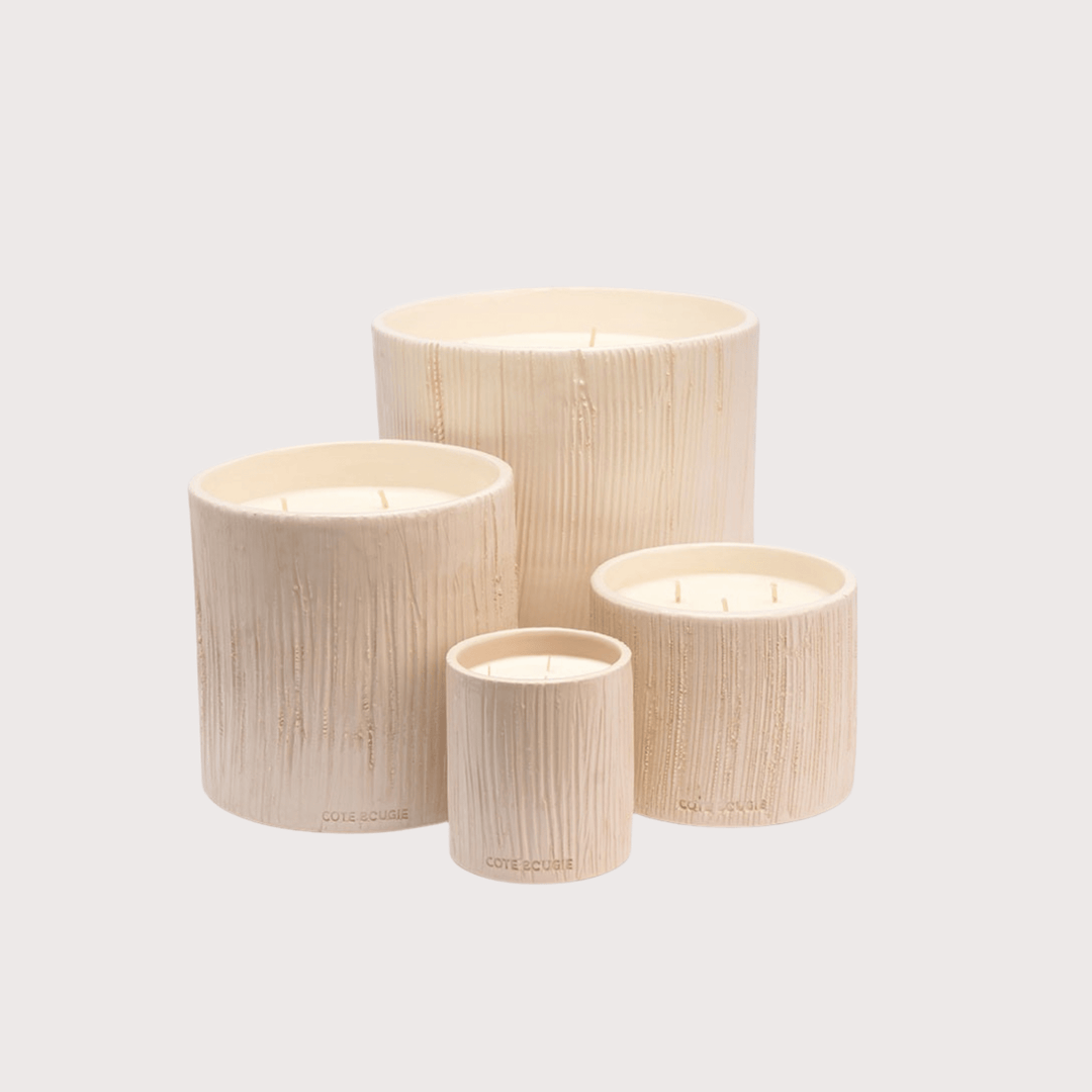 Ribbed White Ceramic Candle by Côté Bougie at White Label Project