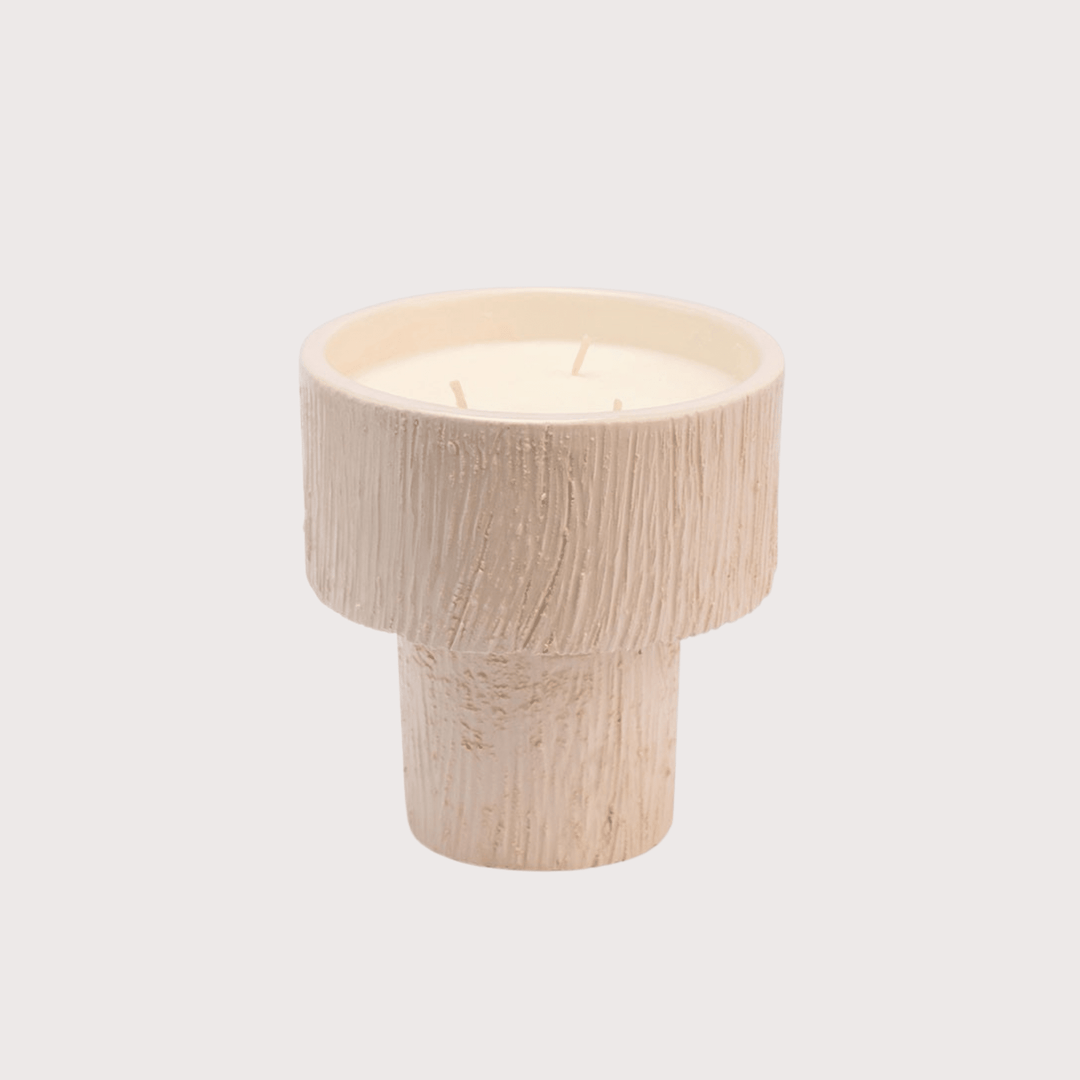 White Ribbed Coupe Candle by Côté Bougie at White Label Project