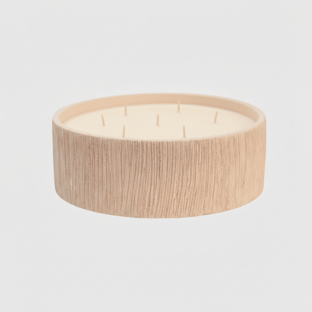 White Ribbed Flat Candle by Côté Bougie at White Label Project