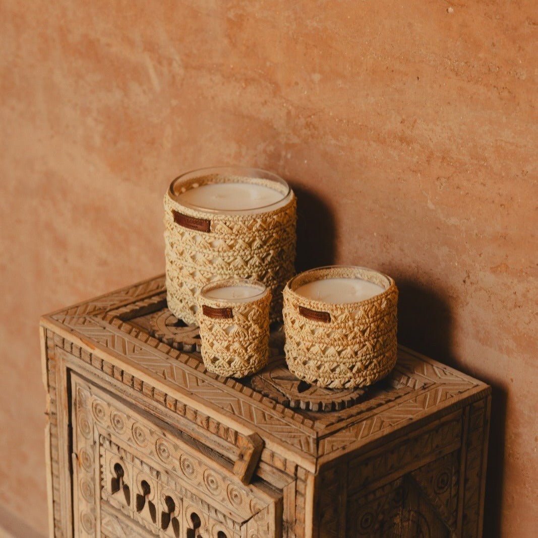 Zina Raffia Scented Candle by Côté Bougie at White Label Project