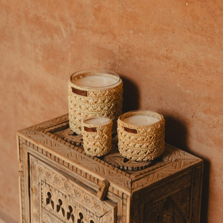 Zina Raffia Scented Candle by Côté Bougie at White Label Project