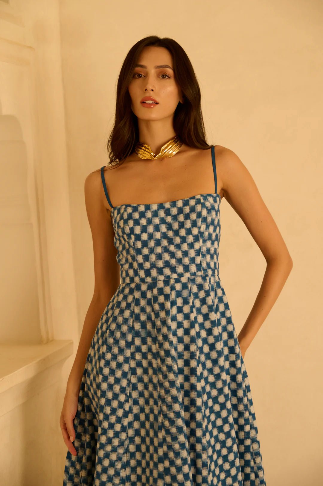 Checkmate Dress - Blue by De Castro at WLP White Label Project Checkmate Dress - Blue by De Castro at WLP White Label Project