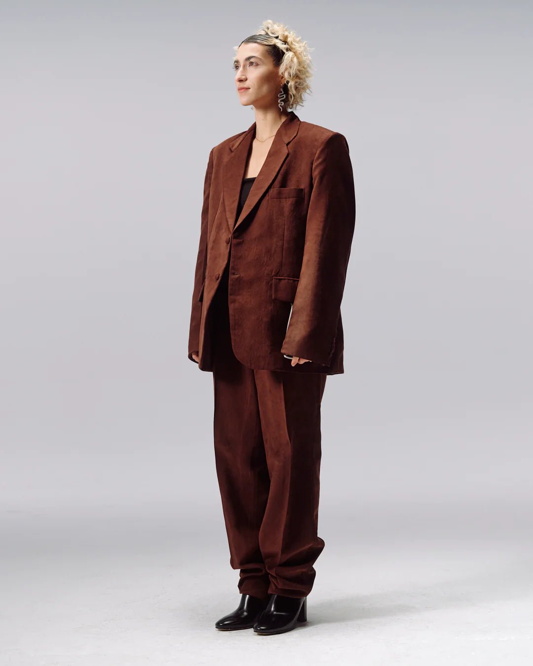 Unisex Business Unusual Suit — Brown Suede by Emeka at White Label Project