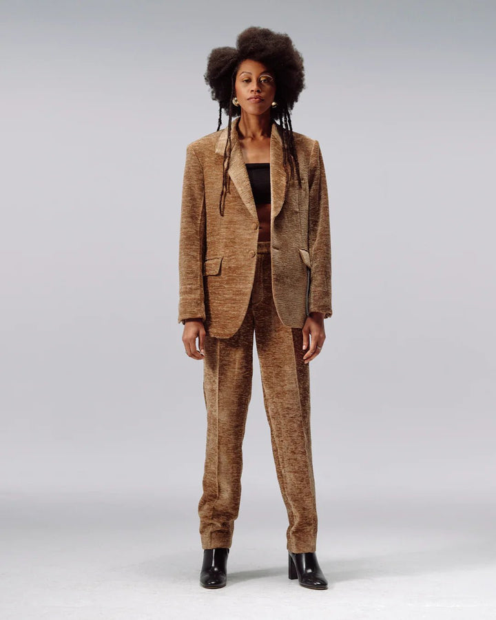 Unisex Business Unusual Suit — Brown Suede by Emeka at White Label Project