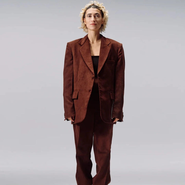 Unisex Business Unusual Suit — Brown Suede by Emeka at White Label Project