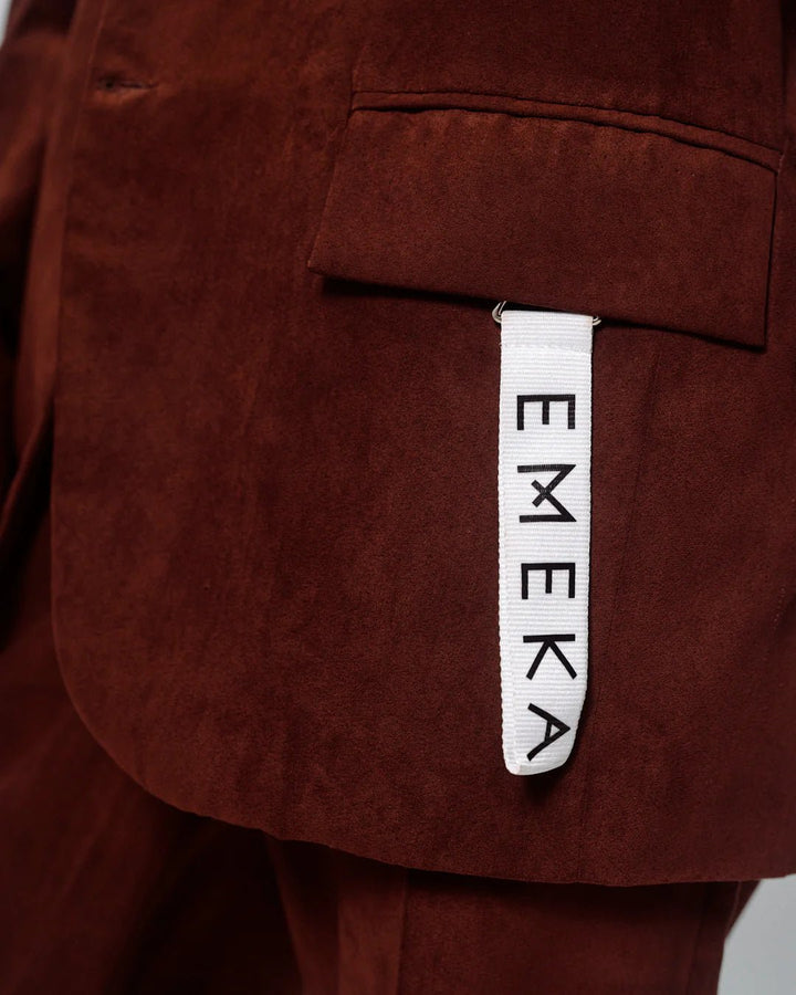 Unisex Business Unusual Suit — Brown Suede by Emeka at White Label Project