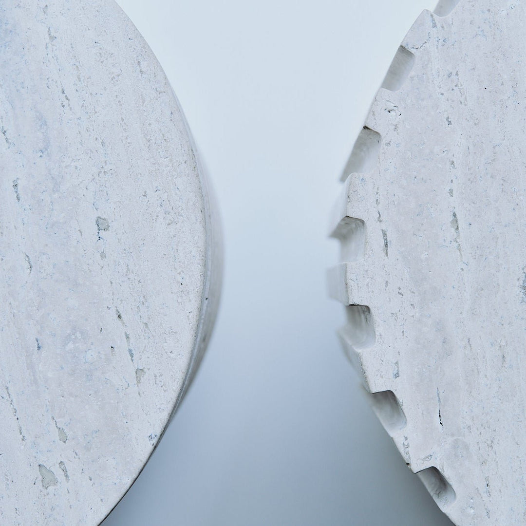 Engrane 2 Side Table - Travertine by ENTE arte.objeto at White Label Project