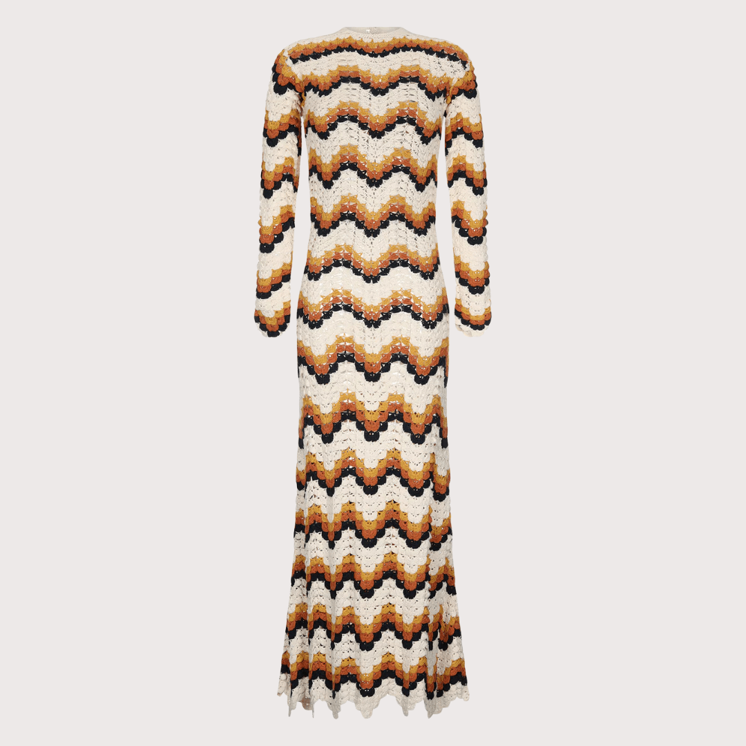 Abanico Dress - Orange - Ivory by ESCVDO at White Label Project