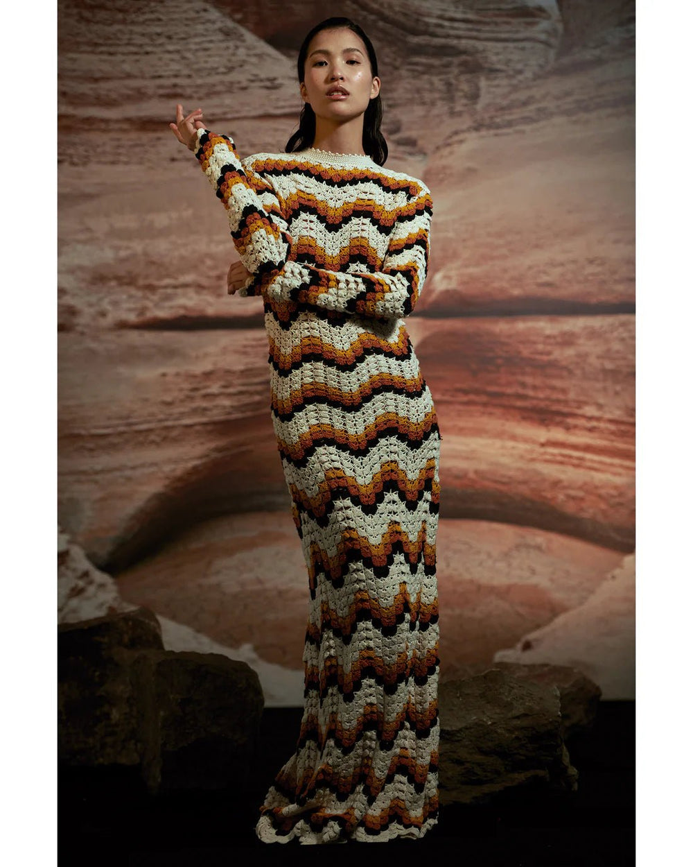 Abanico Dress - Orange - Ivory by ESCVDO at White Label Project
