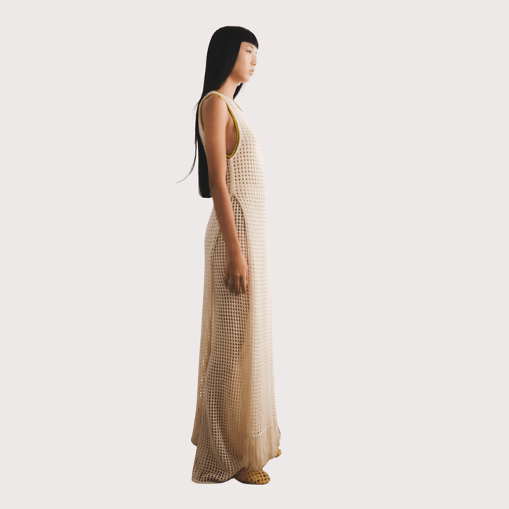 Atuq Knitted Vest Dress - Ivory by ESCVDO at White Label Project