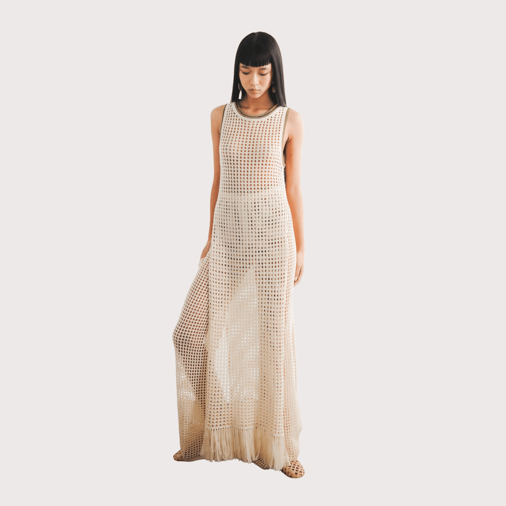 Atuq Knitted Vest Dress - Ivory by ESCVDO at White Label Project