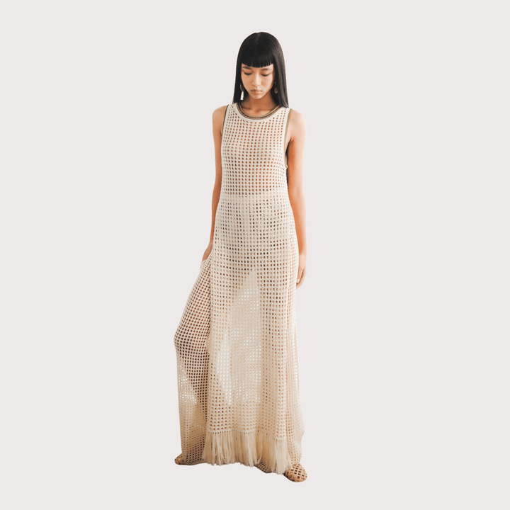 Atuq Knitted Vest Dress - Ivory by ESCVDO at White Label Project