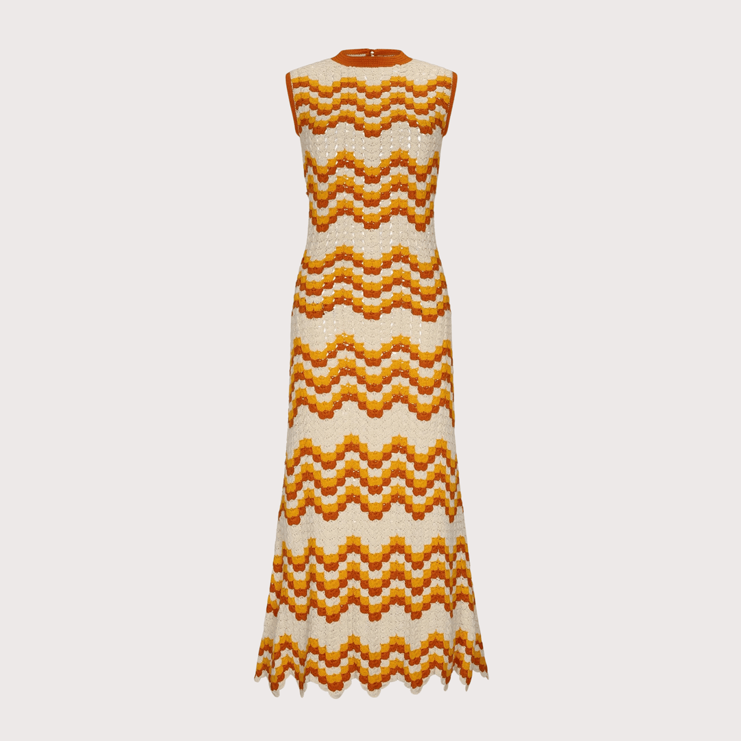Huayna Crochet Maxi Dress - Yellow/Orange by ESCVDO at White Label Project