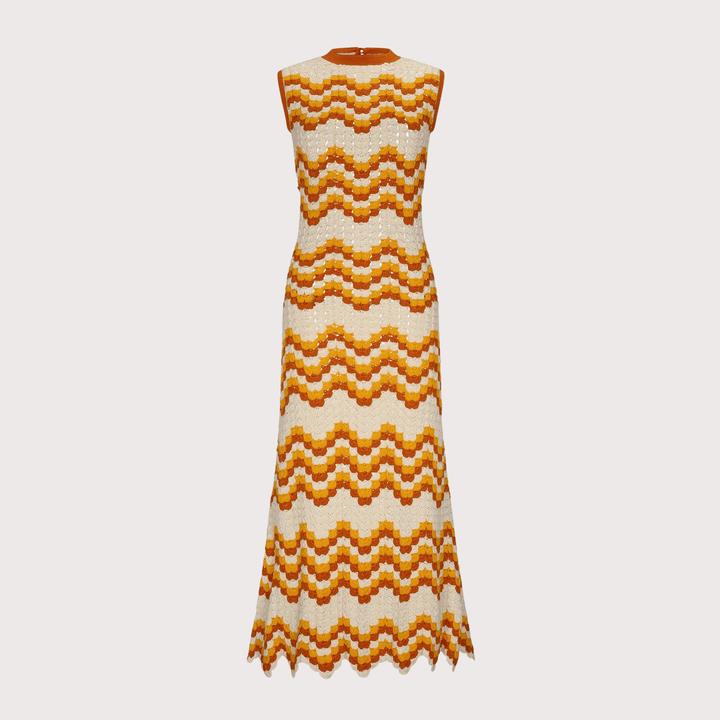 Huayna Crochet Maxi Dress - Yellow/Orange by ESCVDO at White Label Project