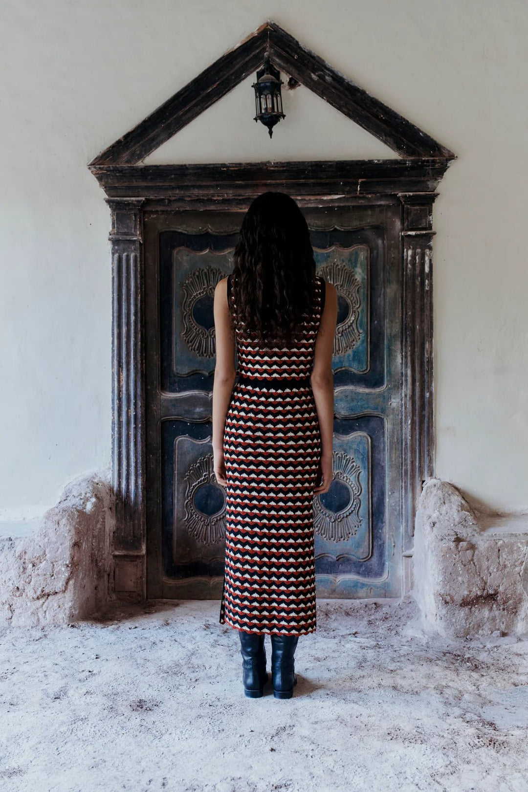 Kuntur Midi Skirt - Burgundy - Ivory by ESCVDO at White Label Project