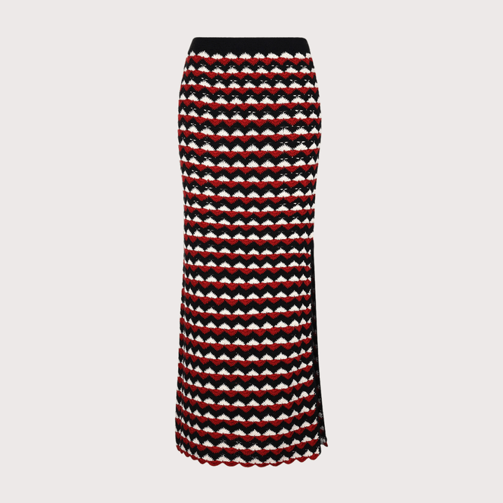 Kuntur Midi Skirt - Burgundy - Ivory by ESCVDO at White Label Project