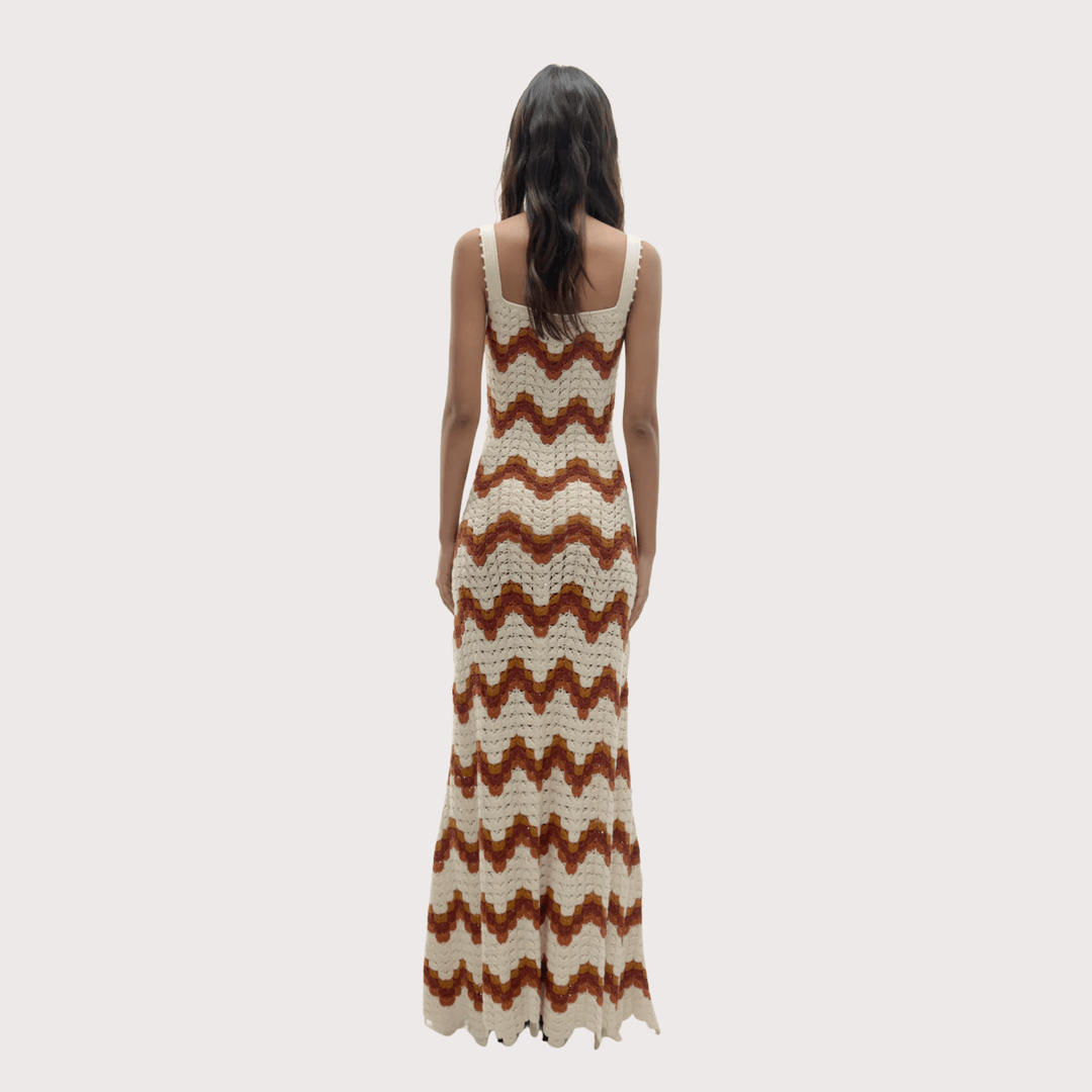Marea Maxi Dress - Ivory/Tobacco by ESCVDO at White Label Project