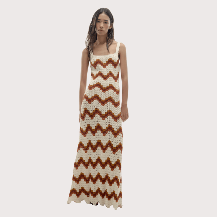 Marea Maxi Dress - Ivory/Tobacco by ESCVDO at White Label Project