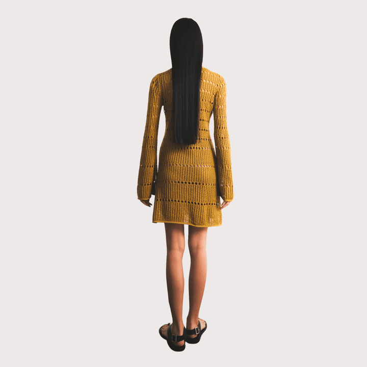 Mishi Knitted Mini Dress - Golden by ESCVDO at White Label Project