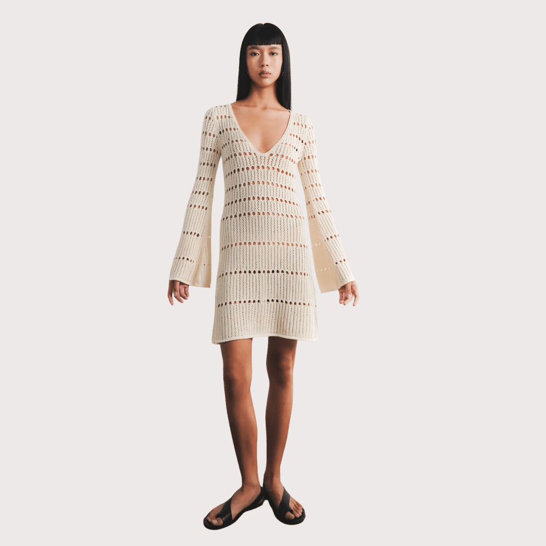 Mishi Knitted Mini Dress - Ivory by ESCVDO at White Label Project
