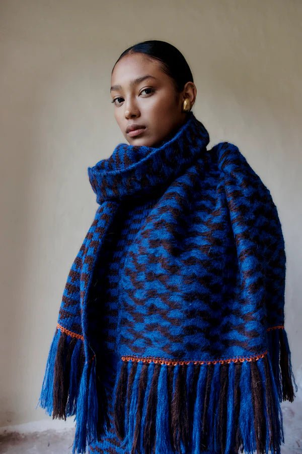Vilcanota Scarf - Electric Blue, Chocolate, Orange by Escvdo at White Label Project