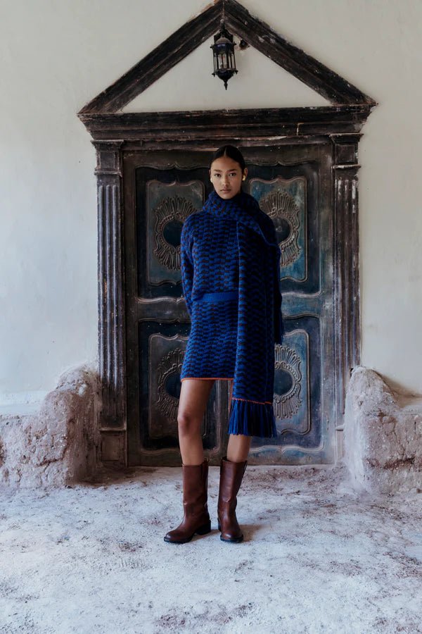 Vilcanota Sweater - Electric Blue, Chocolate, Orange by Escvdo at White Label Project