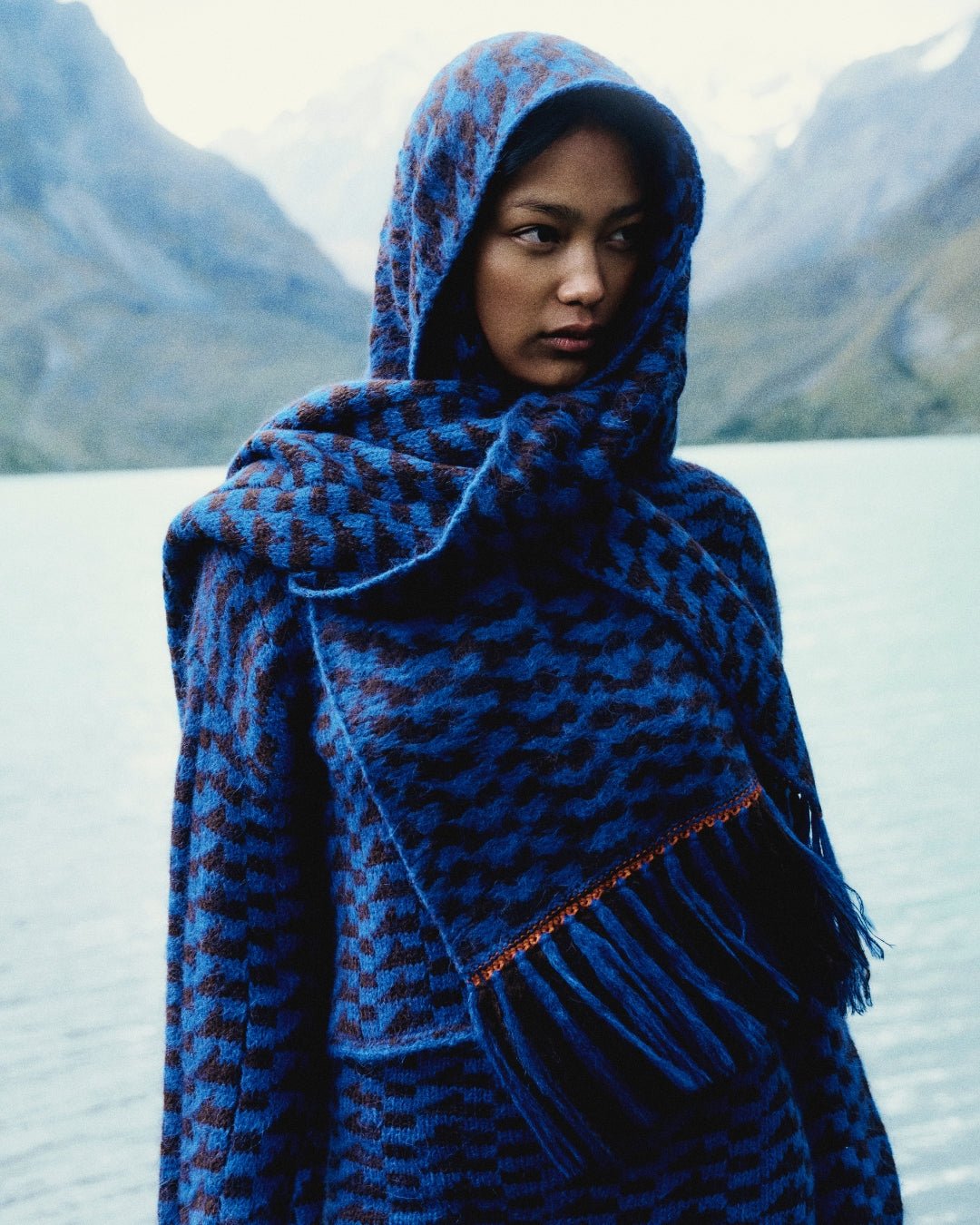 Vilcanota Sweater - Electric Blue, Chocolate, Orange by ESCVDO at White Label Project