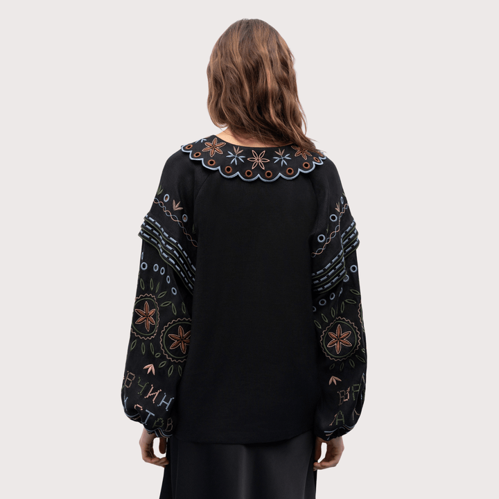 Bandura Temna Embroidered Jacket - Black by Etnodim at White Label Project