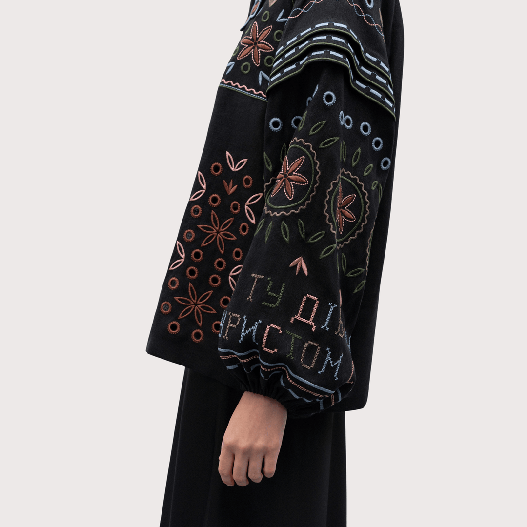 Bandura Temna Embroidered Jacket - Black by Etnodim at White Label Project