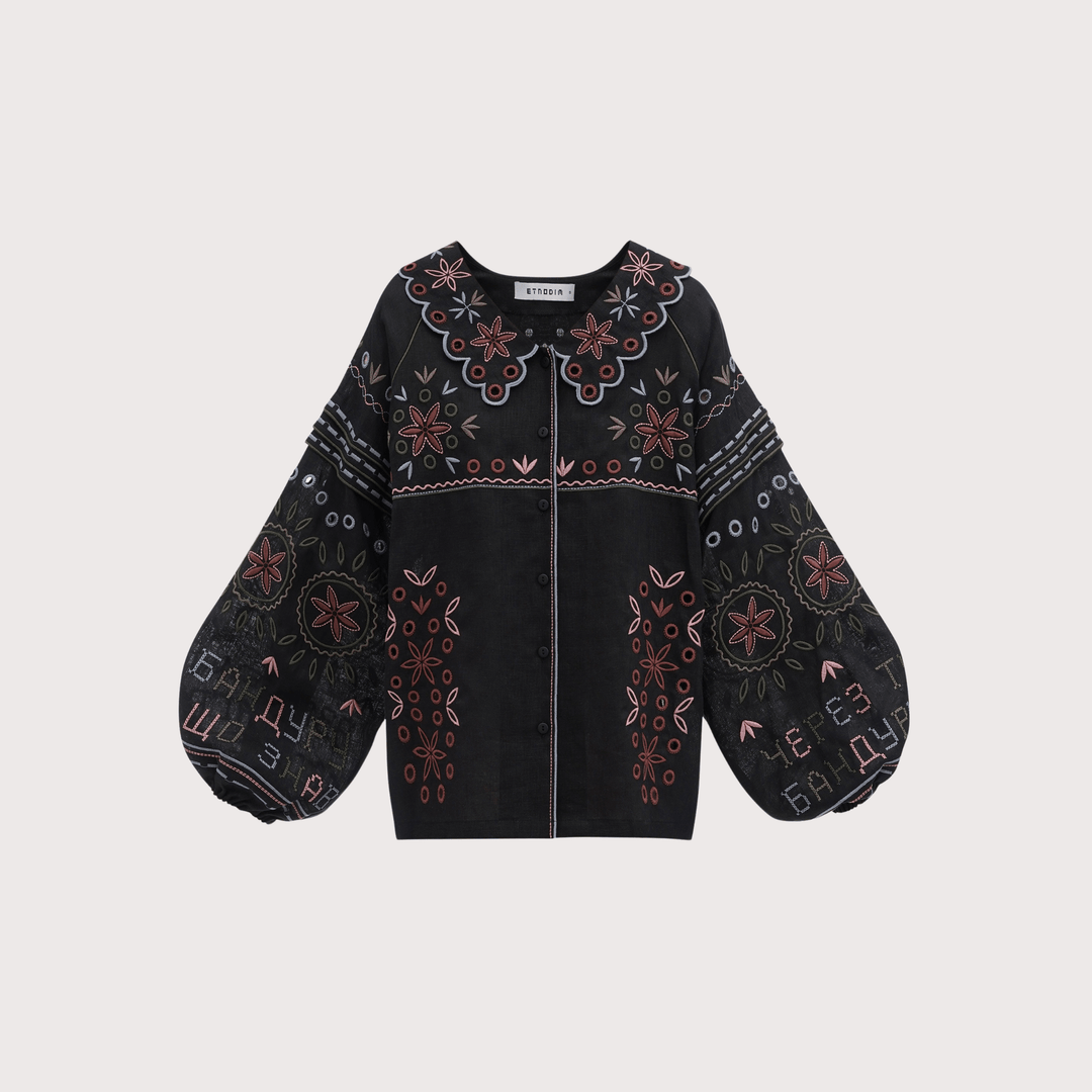 Bandura Temna Embroidered Jacket - Black by Etnodim at White Label Project