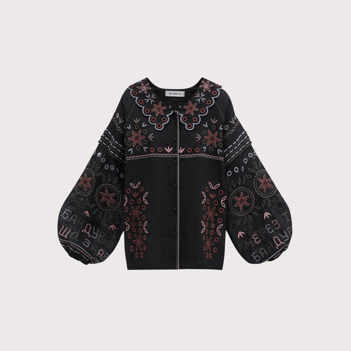 Bandura Temna Embroidered Jacket - Black by Etnodim at White Label Project