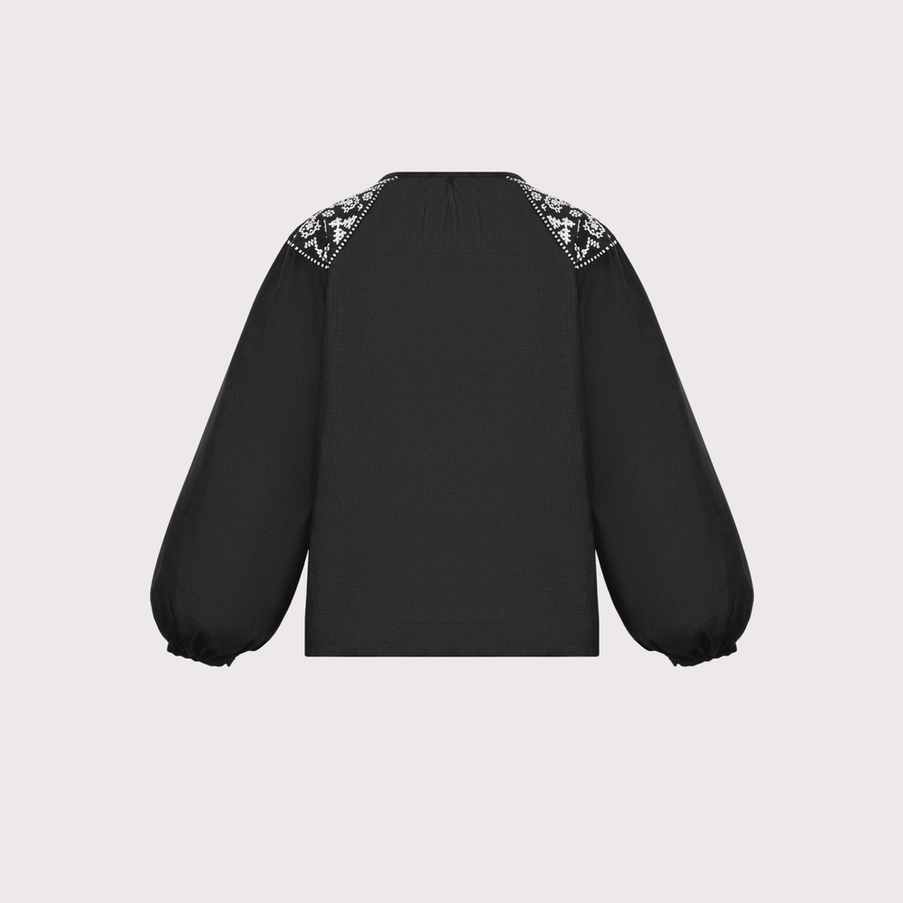 Izola Embroidered Shirt - Black by Etnodim at White Label Project