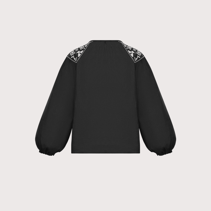 Izola Embroidered Shirt - Black by Etnodim at White Label Project