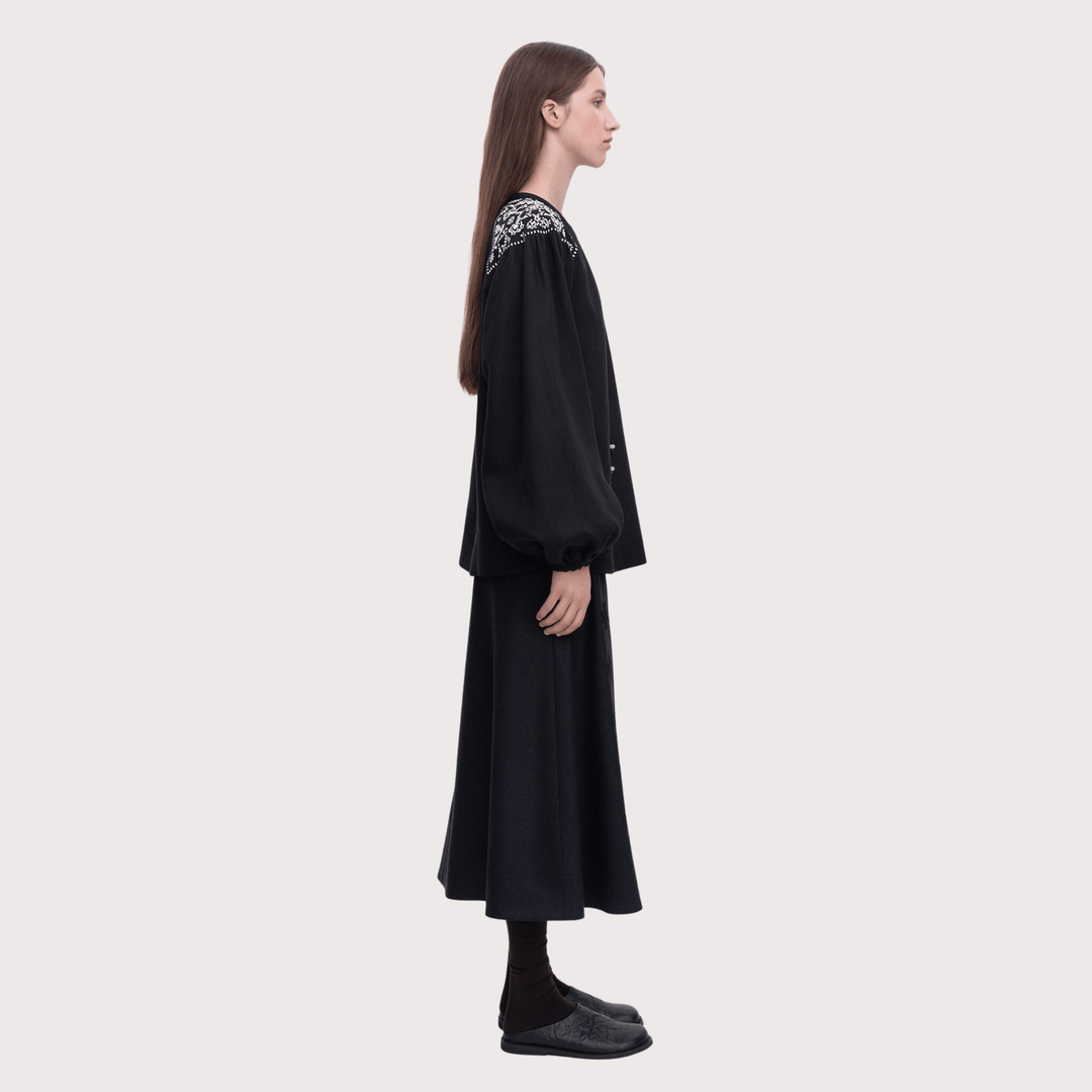 Izola Embroidered Shirt - Black by Etnodim at White Label Project