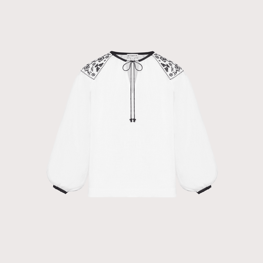 Izola Embroidered Shirt - White by Etnodim at White Label Project