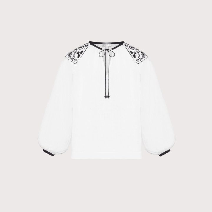 Izola Embroidered Shirt - White by Etnodim at White Label Project