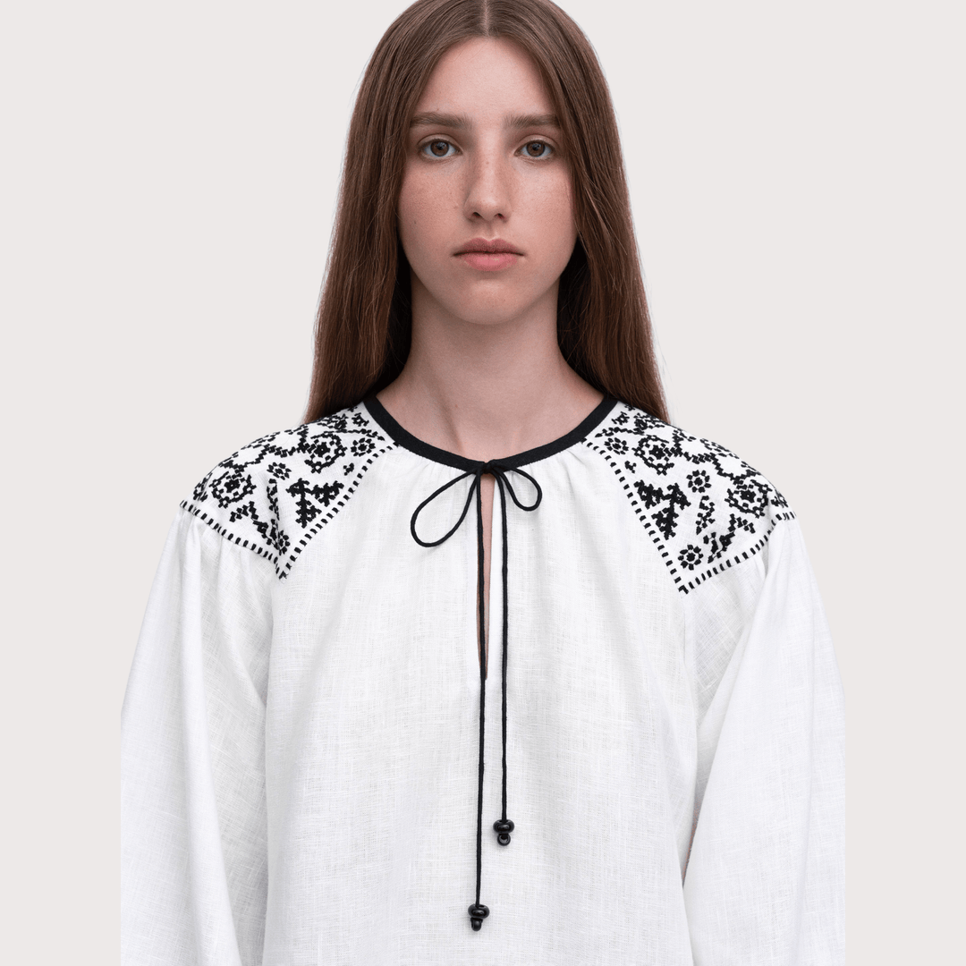 Izola Embroidered Shirt - White by Etnodim at White Label Project