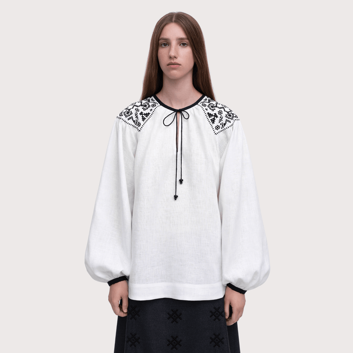 Izola Embroidered Shirt - White by Etnodim at White Label Project