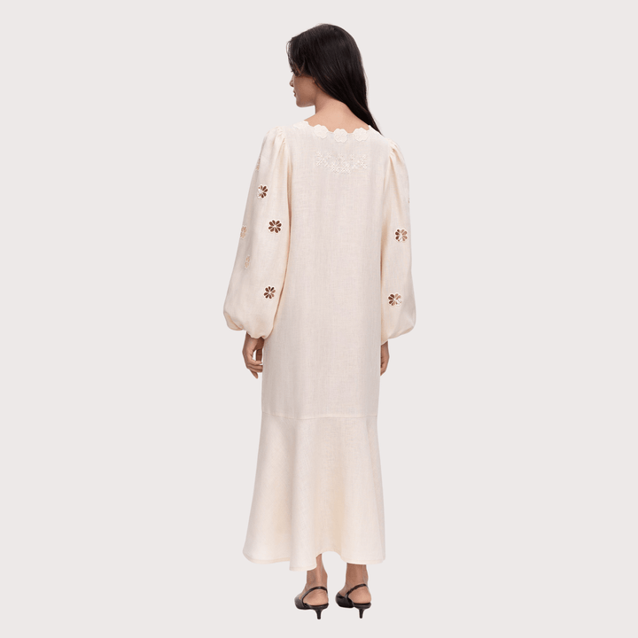 Jasmyn Embroidered Dress - Cream by Etnodim at White Label Project