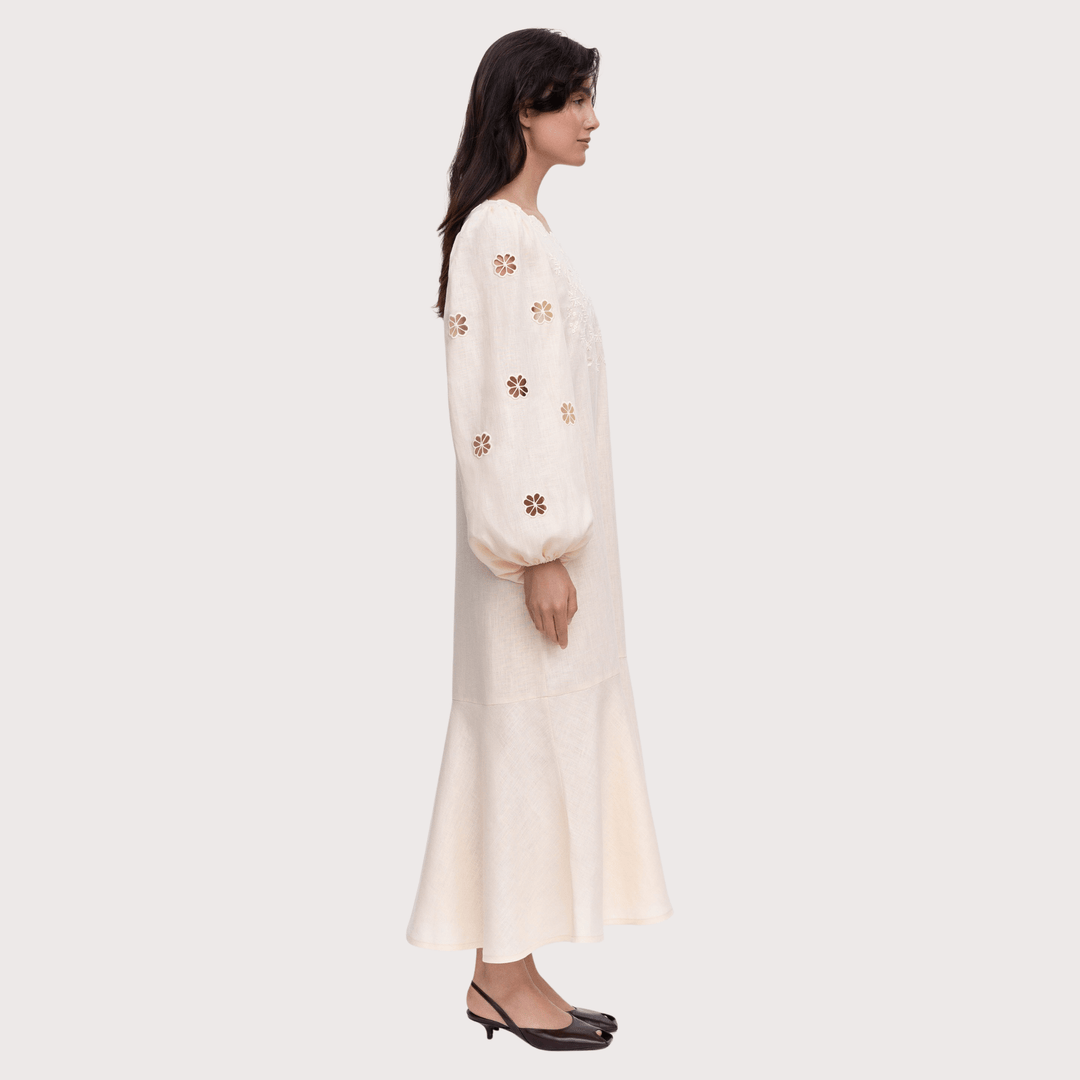 Jasmyn Embroidered Dress - Cream by Etnodim at White Label Project
