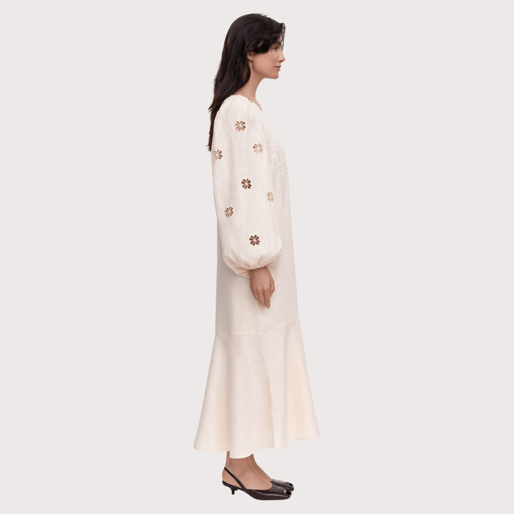 Jasmyn Embroidered Dress - Cream by Etnodim at White Label Project