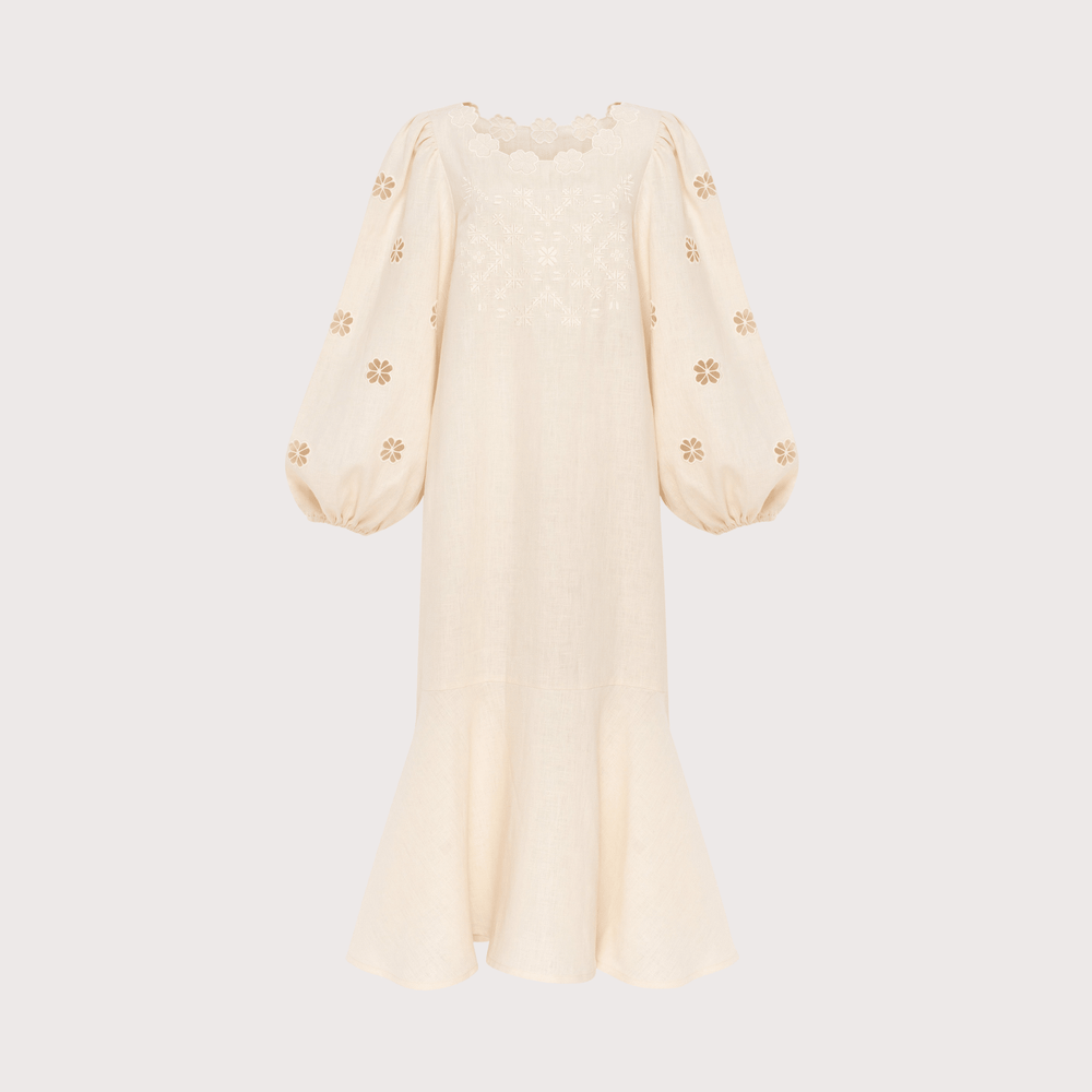 Jasmyn Embroidered Dress - Cream by Etnodim at White Label Project