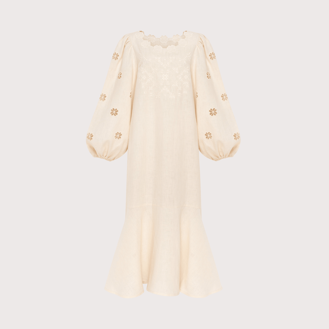 Jasmyn Embroidered Dress - Cream by Etnodim at White Label Project