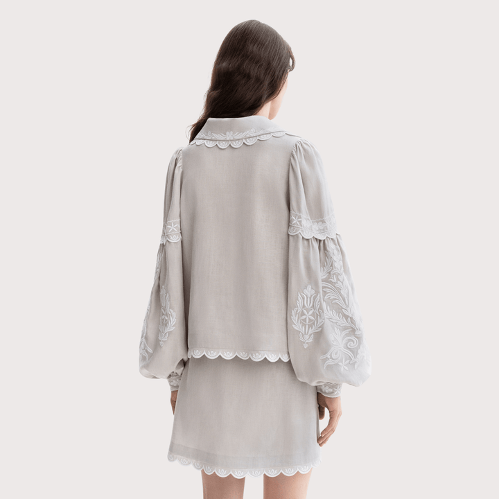 Kakhovka Embroidered Shirt - Grey by Etnodim at White Label Project