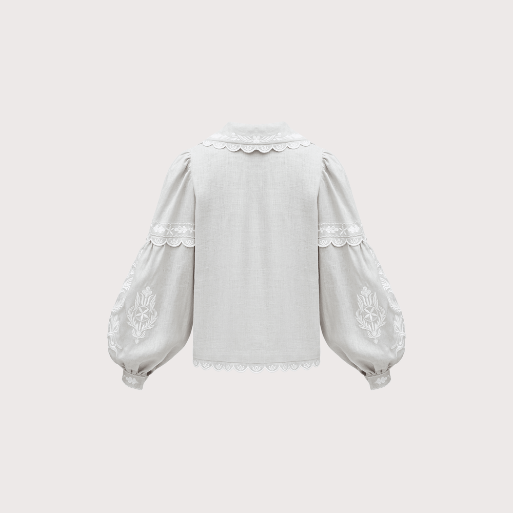 Kakhovka Embroidered Shirt - Grey by Etnodim at White Label Project
