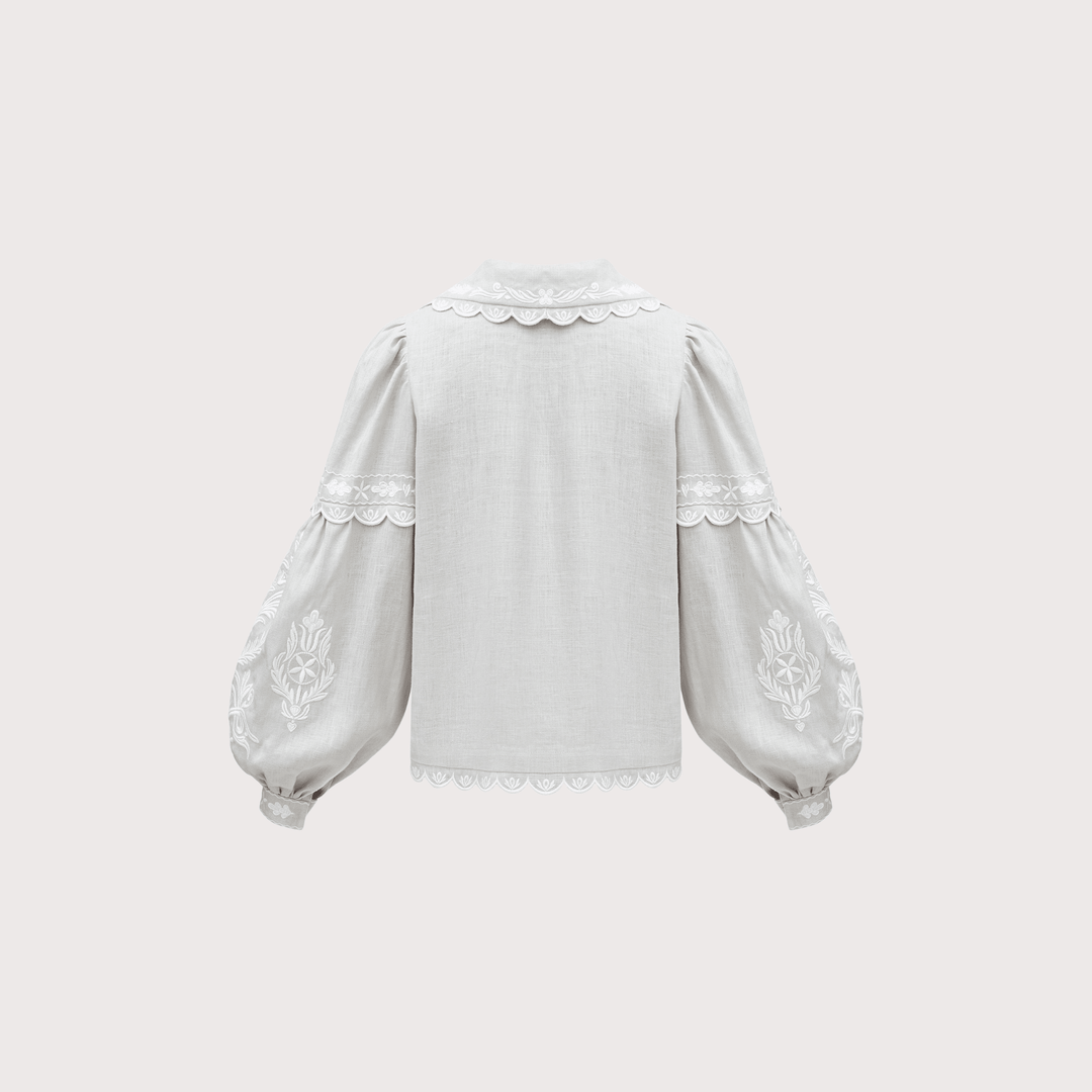 Kakhovka Embroidered Shirt - Grey by Etnodim at White Label Project