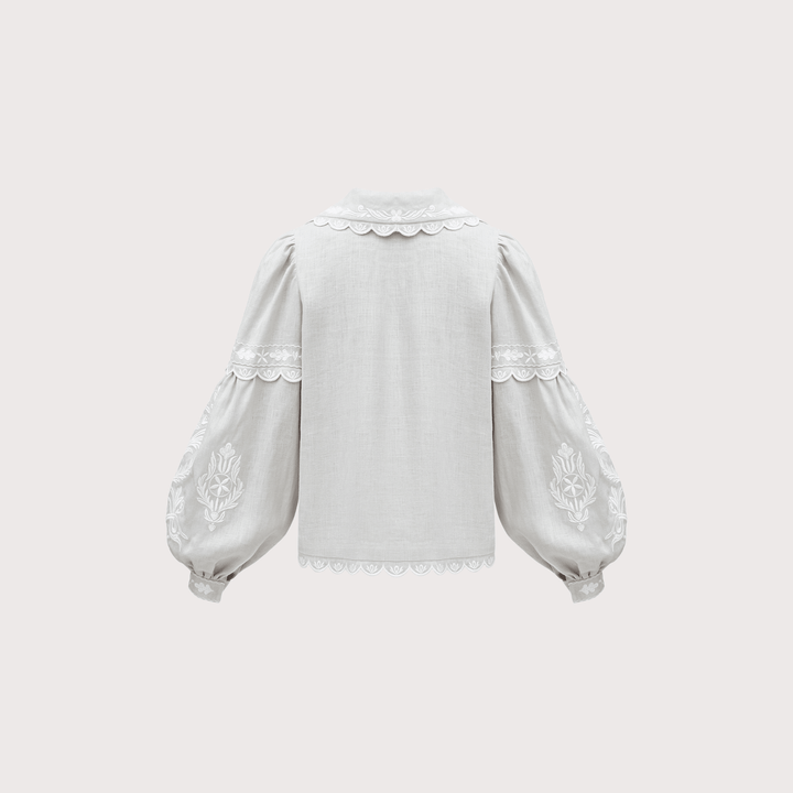 Kakhovka Embroidered Shirt - Grey by Etnodim at White Label Project